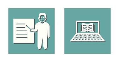 Online Books and Male Presenter Icon vector