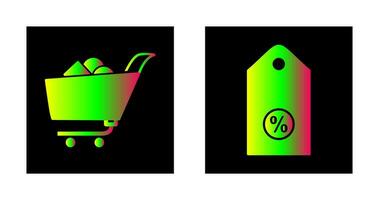 shopping cart and discount tag Icon vector