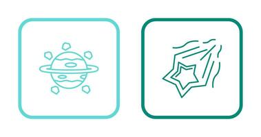 saturn and shooting star Icon vector