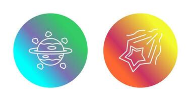 saturn and shooting star Icon vector