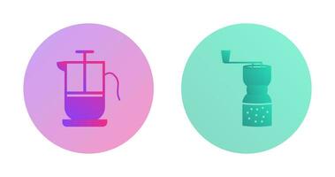 french press and coffee grinder  Icon vector