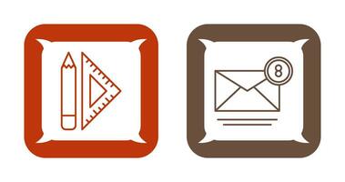 set square and mail Icon vector