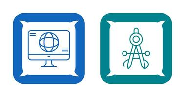 monitor and compass Icon vector