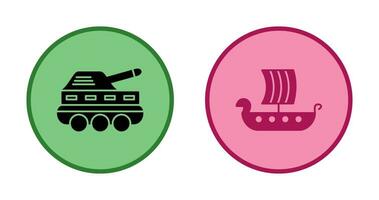 Infantry Tank and Viking Ship Icon vector