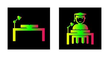 study desk and studying on desk  Icon vector