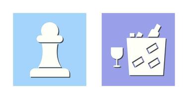 pawn and wine bottle in ice  Icon vector