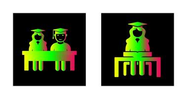 estudiantes sentado y hembra estudiante icono vector