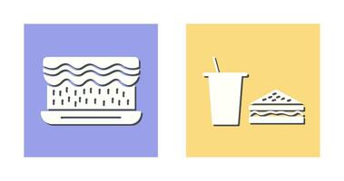 cream cake and lunch bistro Icon vector