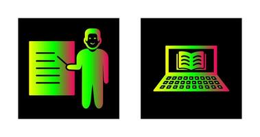 Online Books and Male Presenter Icon vector