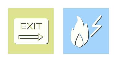 exit and electricity fire Icon vector