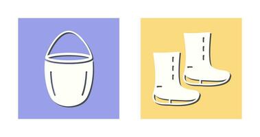 water bucket and boots Icon vector