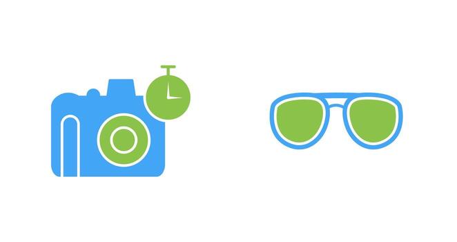 glasses and timer on camera Icon vector
