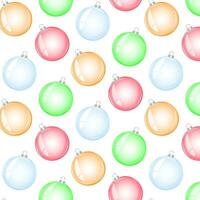 Seamless pattern color glass Christmas balls. Element of holiday decoration. Vector object for christmas design, mockup, postcard, invitation, poster, banner