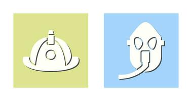 firefighter hat and Oxygen mask Icon vector