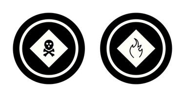 poisonous gas and Danger of flame  Icon vector