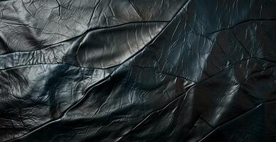 Panoramic texture of black eco leather - AI generated image photo