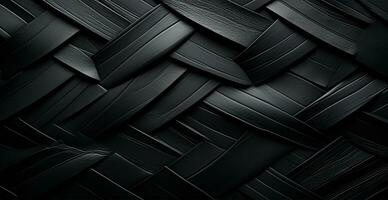 Weave eco leather black texture pattern, panoramic background - AI generated image photo