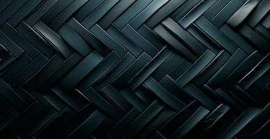 Weave eco leather black texture pattern, panoramic background - AI generated image photo