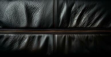 Panoramic texture of black eco leather - AI generated image photo