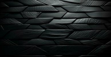 Weave eco leather black texture pattern, panoramic background - AI generated image photo