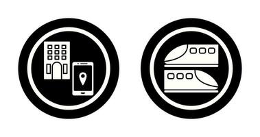 find hotel and train  Icon vector