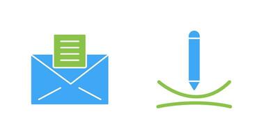 email documents and draw curve Icon vector