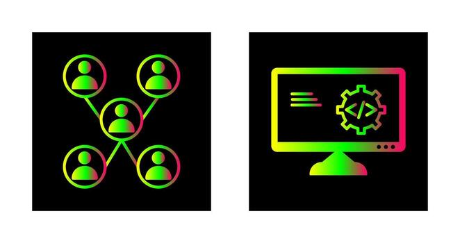 empresa red y código mejoramiento icono vector