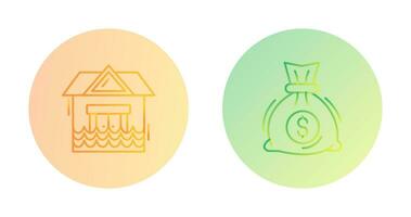 Natural Disaster and Money Bag Icon vector