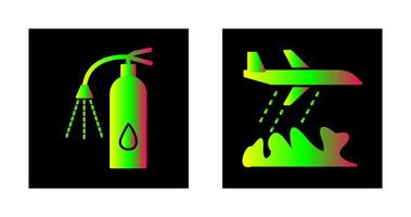 utilizando extintor y bombero avión icono vector