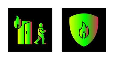 running from fire and fire shield  Icon vector