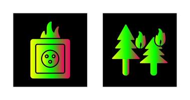 fire in forest and fire in socket Icon vector