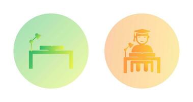 study desk and studying on desk  Icon vector