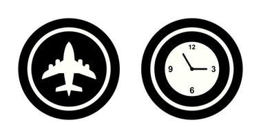 avión y hora icono vector