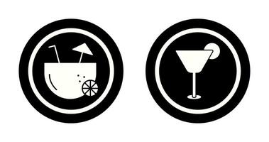 coconut drink and cocktail drink  Icon vector