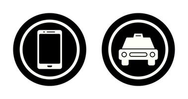 célula teléfono y taxi icono vector