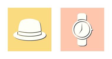 Hat and Watch Icon vector