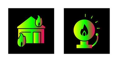 fire consuming house and fire alert  Icon vector