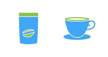 coffee bag and tea cup  Icon vector