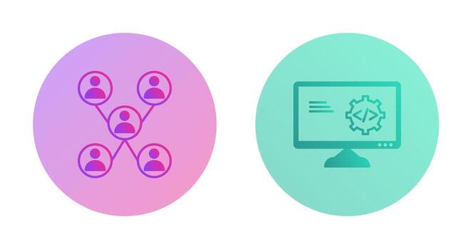 empresa red y código mejoramiento icono vector