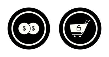 coins and unlock cart Icon vector