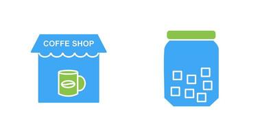 Coffee Shop And sugar Bottle  Icon vector