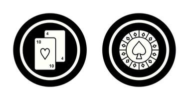 playing cards and spade chips Icon vector