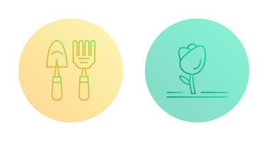 Gardening Tools and Tulip Icon vector