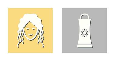 Sunblock Cream and Hair Curly Icon vector