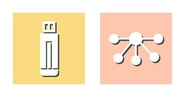 USB Drive and Nodes Icon vector