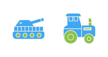 tanque y tractor icono vector