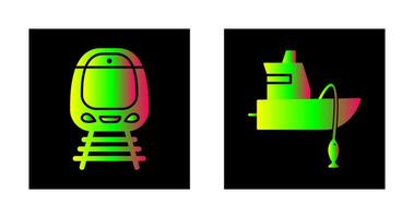 Train and Fishing Boat Icon vector