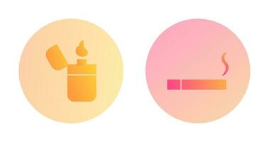 lighter and lit cigarette Icon vector