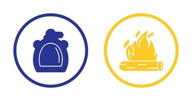 Canteen and Bonfire Icon vector