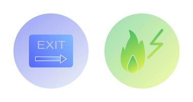 exit and electricity fire Icon vector